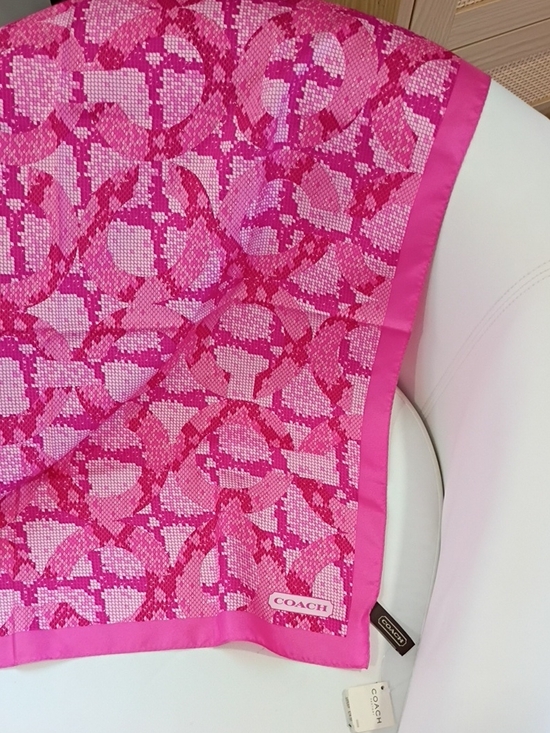 Coach Accessories - Coach Hot Pink Snake Pattern Silk Square Scarf Signature C's.  NWT